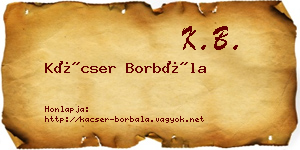 Kácser Borbála névjegykártya
